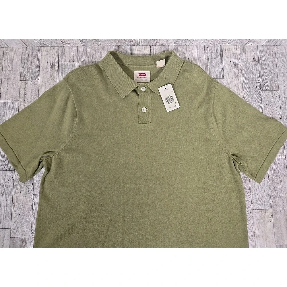 Levi's Mens Sweater Polo XL Sage Green Collared Shirt Sleeve NEW